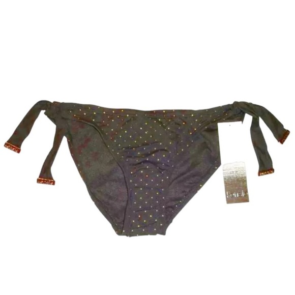 $210 Kensie Celebrity Sparkle Bikini Bottoms XSmall Gold Studs BEST OF CRUISE - Picture 1 of 16